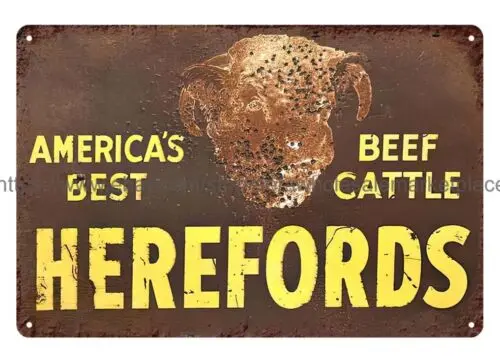 Herefords beef cattle livestock cattle farm metal tin sign plaque home decor sign