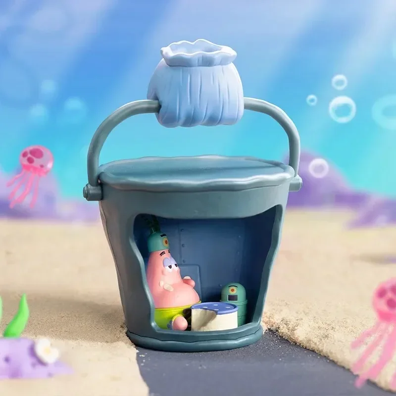 Pop mart bob esponja calças quadradas carnaval aniversário série cena define caixa cega caixa mistério kawaii ornamento estatuetas decoração de casa