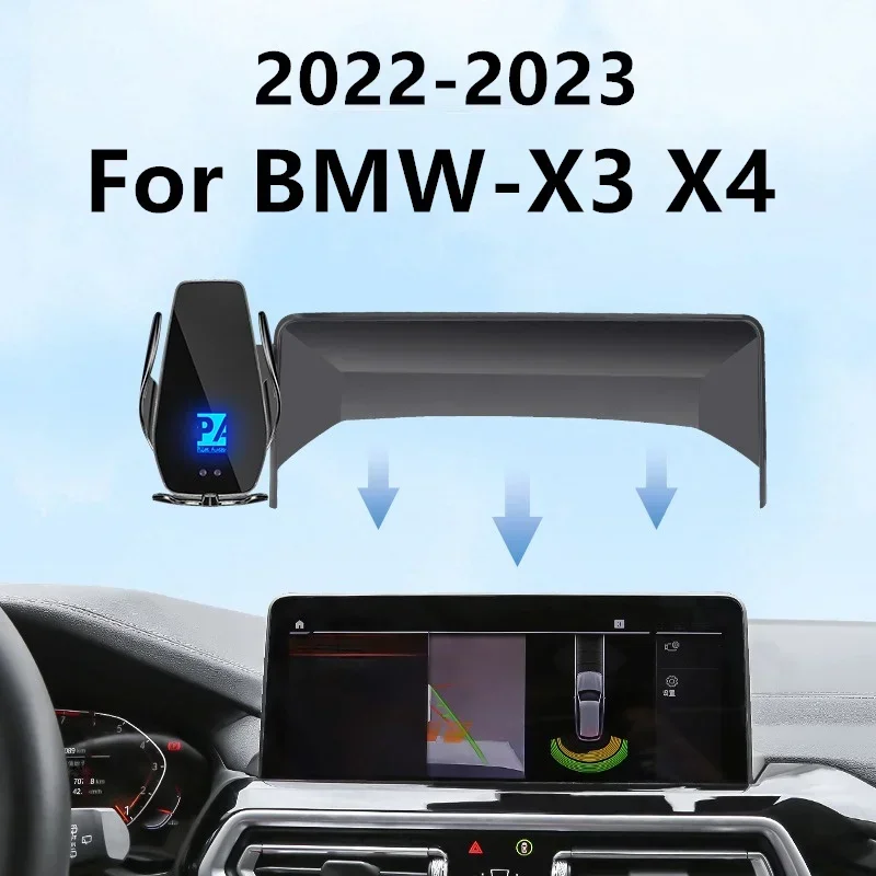 2022 2023 For BMW X3 X4 Car Screen Phone Holder Wireless Charger Navigation Modification Interior 12.3 Inch Size