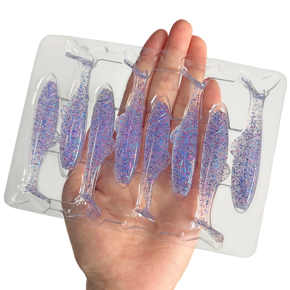8 Stück Schwimmende T-Schwanz Weichköder 6,5cm 2,5g Glitzer Flexible Schwimmköder Künstliche Köder für Süßwasser Salzwasser Barsch Hecht – Detail 9