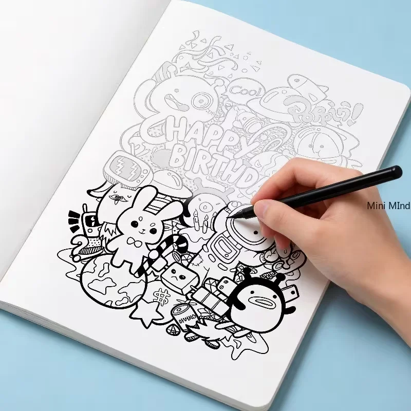 A sketchbook for copying and coloring with random patterns that are not repetitive.