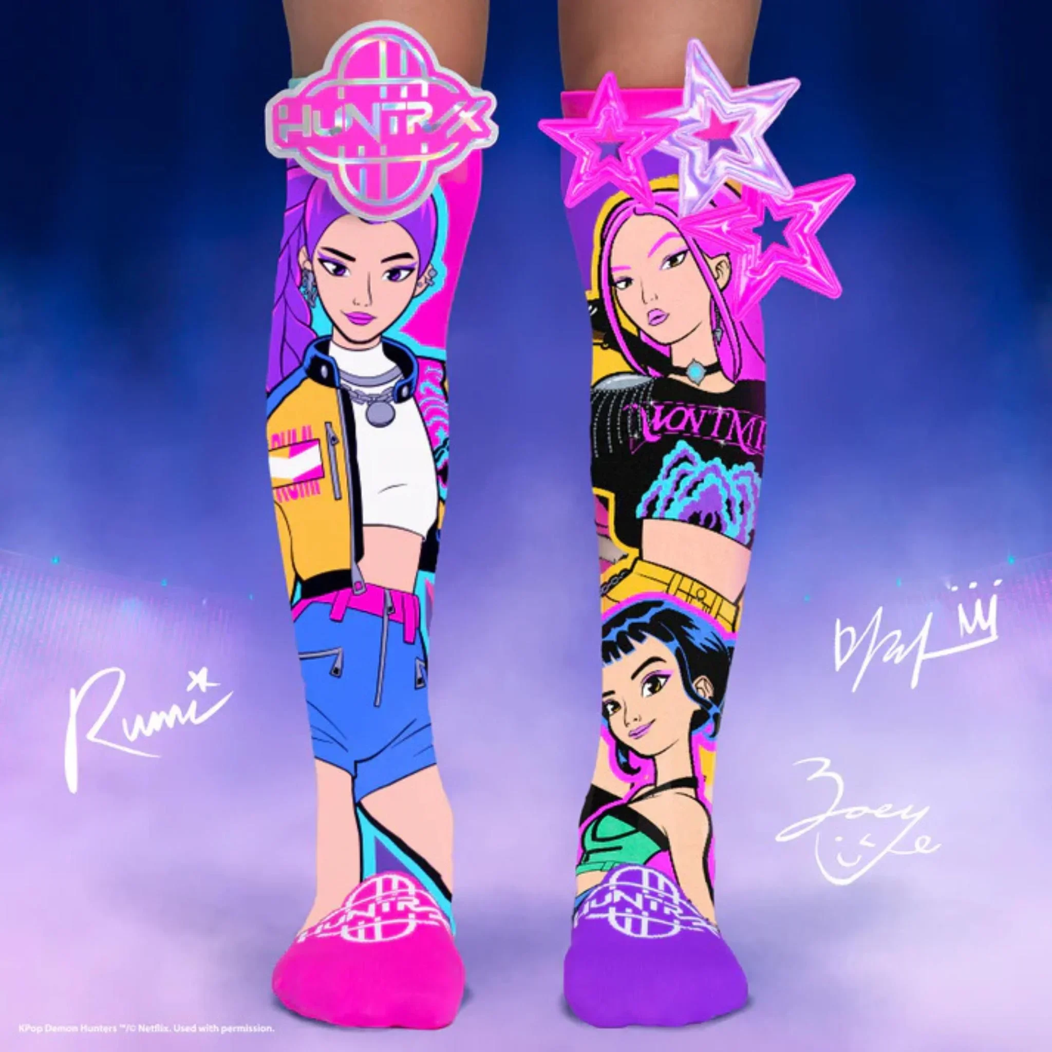 Anime Girls Lumi Mila Zoi D Hunters Theme Socks Y2K Neon Over Calf Straight Tube Casual Party Cosplay Charm Knee High Socks Gift