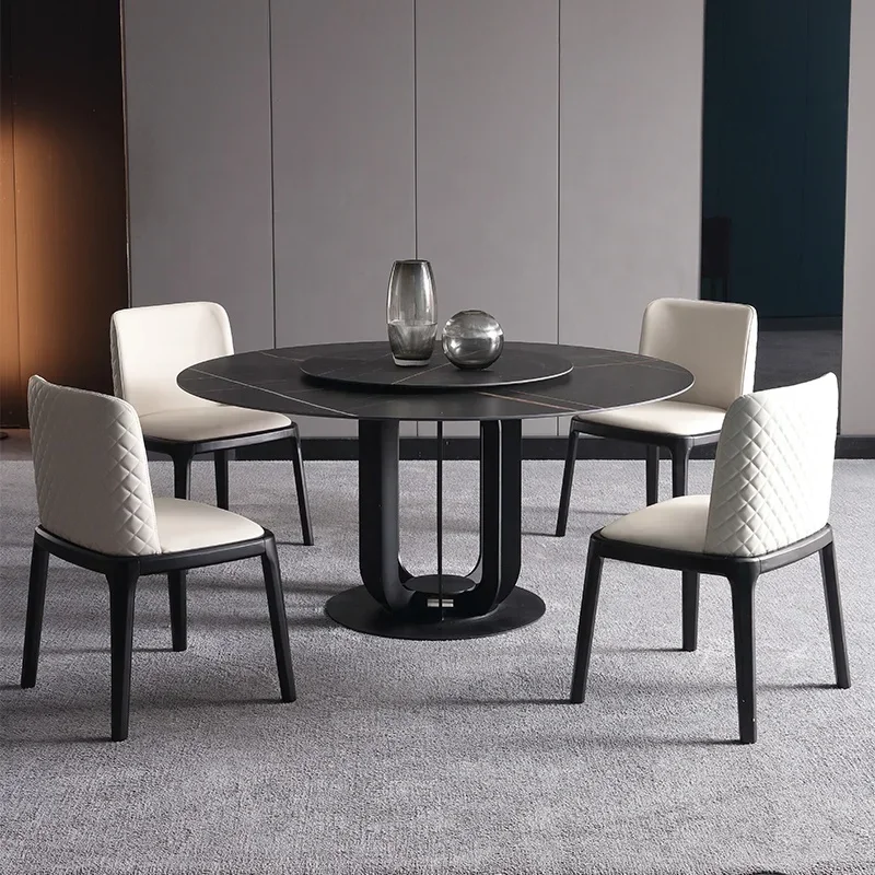 z Extrem schlichtes Esstisch-Set mit Schieferplatte und Metallgestell