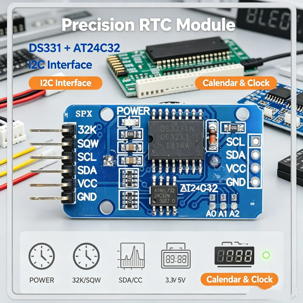 Rtc Module Ds3231 - Yüksek Hassasiyetli RTC Saat Modülü, DS3231