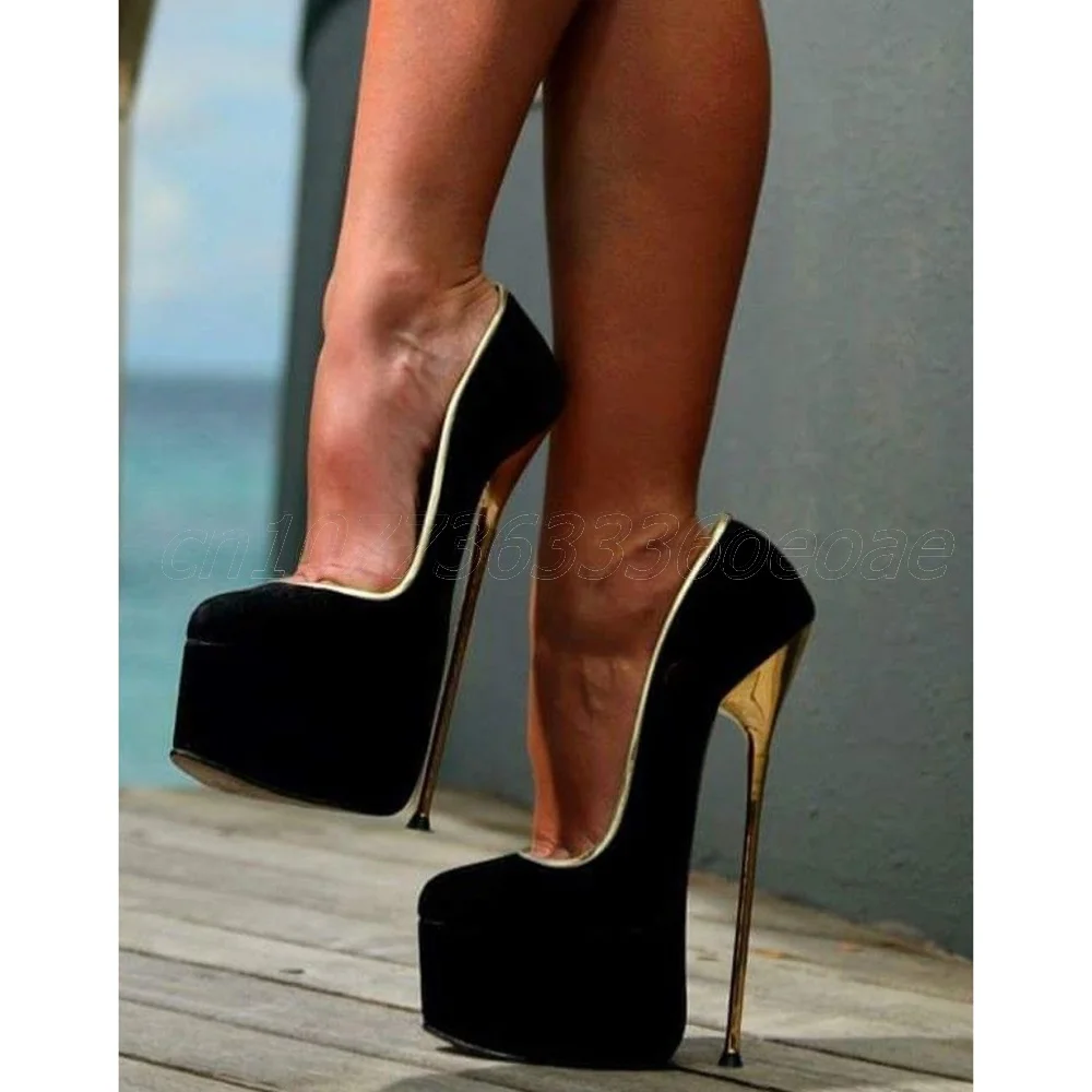 레드 스웨이드 메탈 하이힐 펌프스 얕은 플랫폼 슈즈 여성 파티 에나멜 가죽 패션 슈즈 2025 여성용 신발