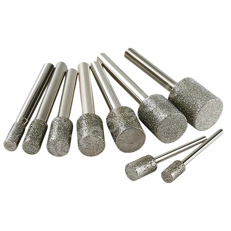 3mm-20mm cylindryczny diamentowy zadzior szlifierski 3/6mm Shank kamień Jade rzeźba szlifowanie grawerowanie wiertło Dremel narzędzia obrotowe