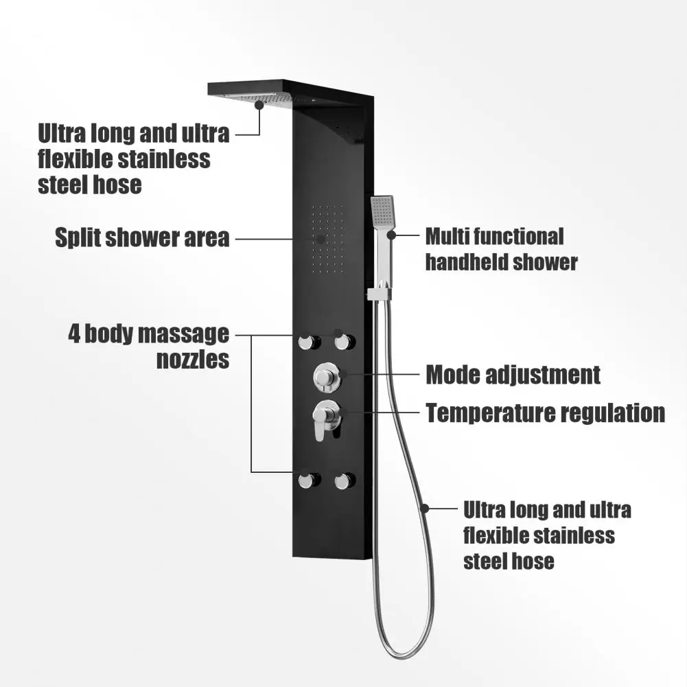 Shower Panels System With Adjustable Rainfall Shower Head, Bath Screen Shower Head Set, Gentle And Rain-like Spray Handheld