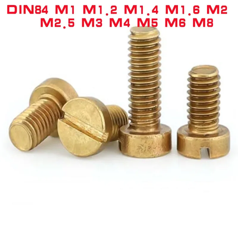 Tornillo de cabeza de queso ranurado de latón DIN84 Tornillo de latón GB65 M2 M2.5 M3 M4 M5 M6 M M1 M1.2 M1.4 M1.6 M2 M2.5 M3 M4 M5 M6 M8