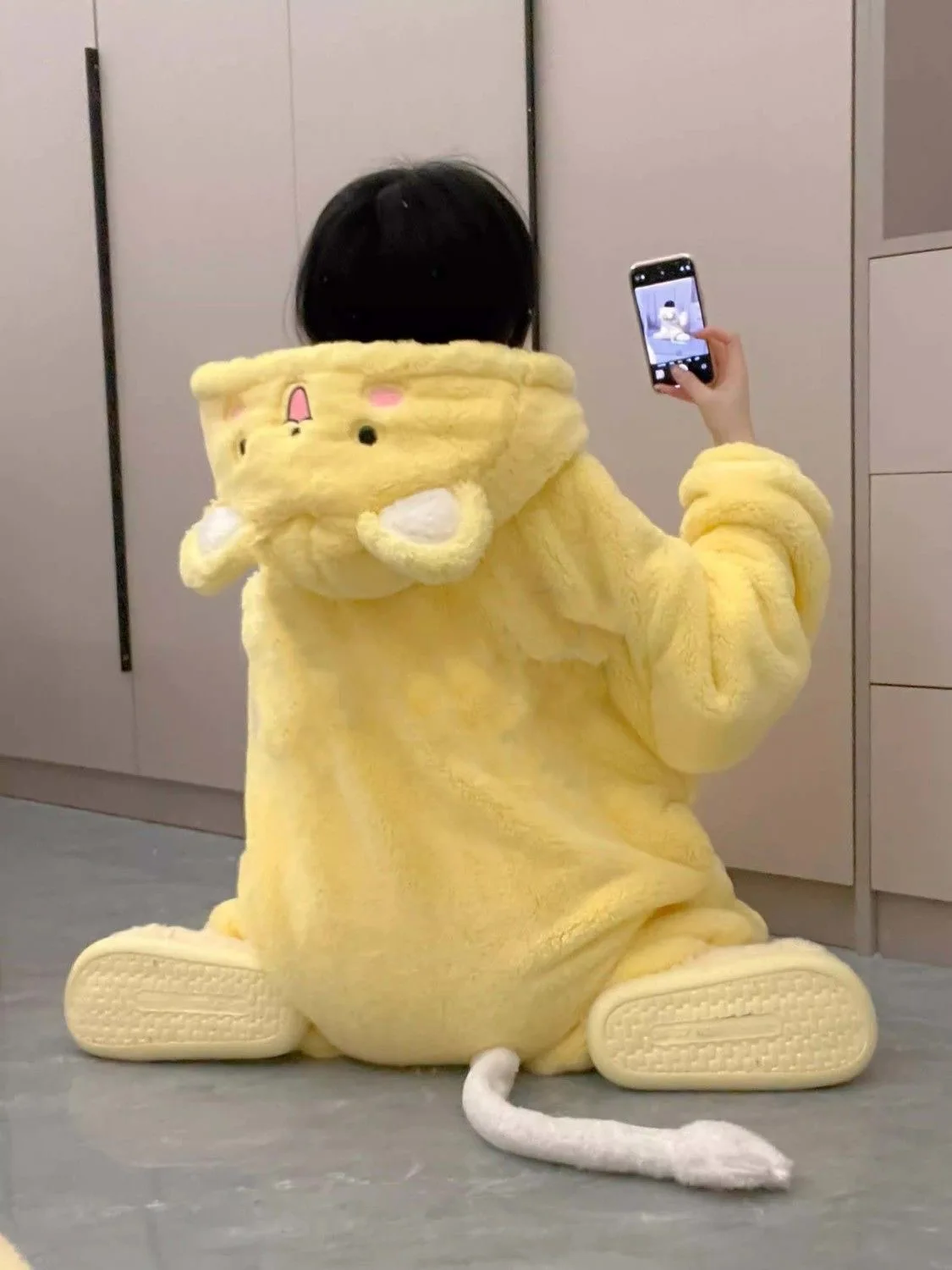 

Универсальная пижама с рисунком сакуры, зимний комбинезон с капюшоном, плотная и теплая ночная рубашка из кораллового флиса, плюшевая верхняя одежда для домашней одежды