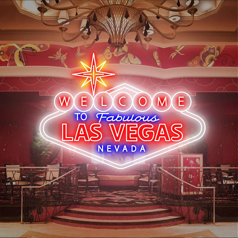 Imagem -03 - Bem-vindo ao Fabuloso Las Vegas Led Neon Sign Logotipo Personalizado do Negócio Luz Led Restaurante Loja Bar Bar Clube Wall Decor