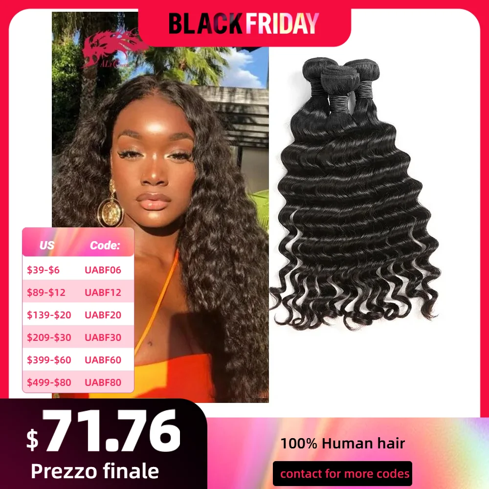 Ali Queen Hair Peruvian human hair bundles Weave Natural Wave 3/4Pcs 10