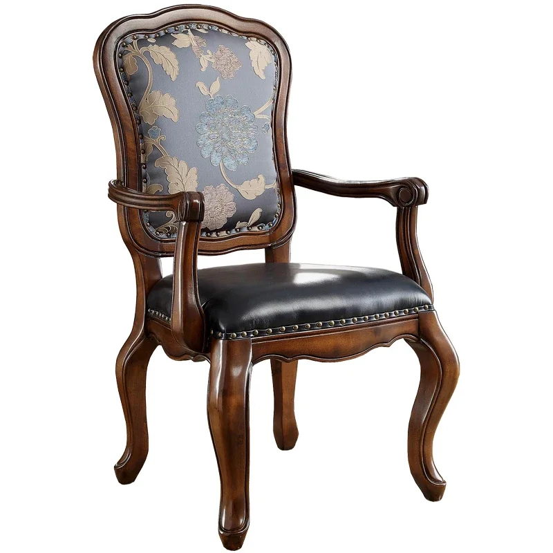 Armrest Luxury Dining Chairs Wood Vintage Living Room Leather Designer Chair Ergonomic Office Sillas Comedor Home Furniture