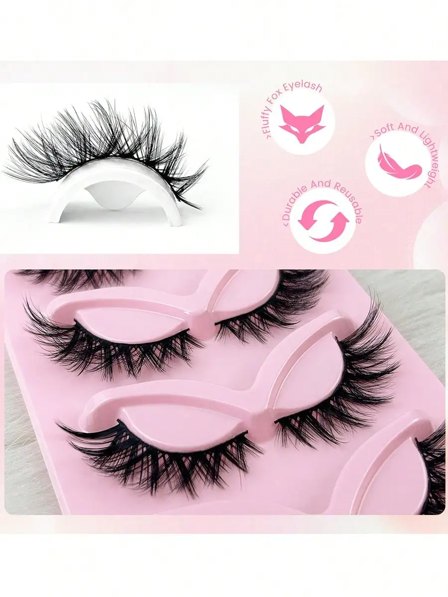 クリスマスふわふわつけまつげクラスター、5ペアのウィスピーなキャットアイルックフェイククラスターまつげ、ナチュラルカーリングアイメイクアップストリップまつげ