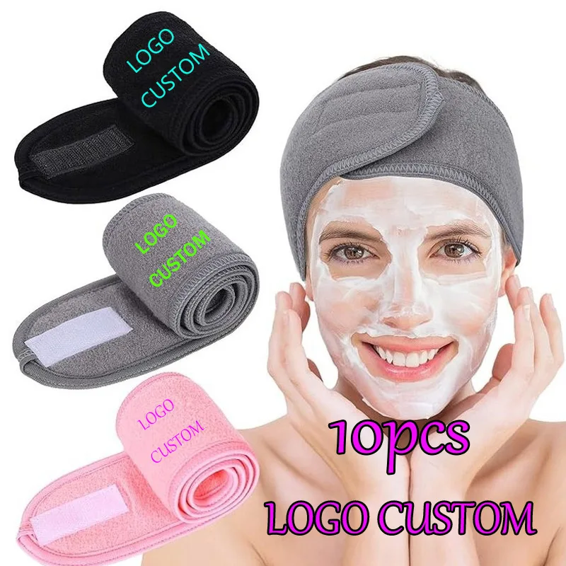 

Spa Facial Headband Head Wrap Terry Cloth Headband 10 Pcs Logo Customize Stretch Towel For Bath Makeup Sport