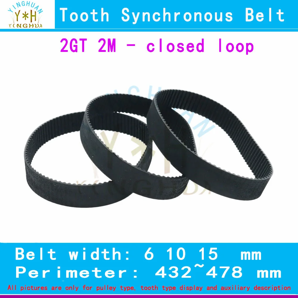 

2GT High Quality Closed Loop Timing Belt Pitch Length LP= 432To478MM Width 6 10 15 MM GT2M Rubber Tooth Synchronous Belt 2M