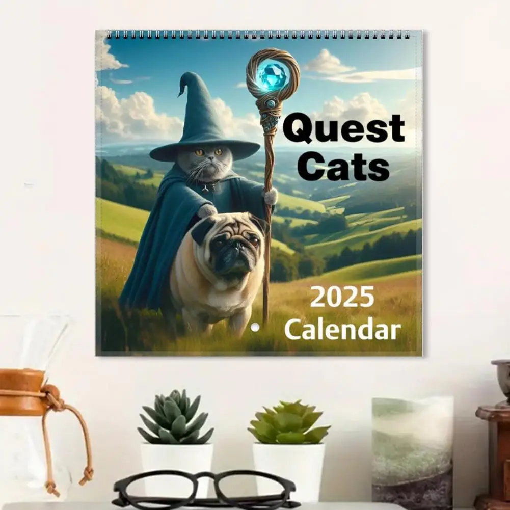 

Creative Family Planner 2025 Funny Cat Art Calendar Hangable Wall Handmade 12-Month Calendar Applicable To Office Study