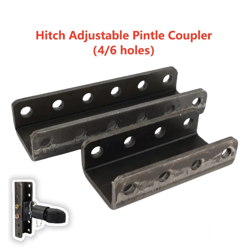 Hitch Adjustable Pintle Coupler 4/6 holes Channel Mount 76X193/295mm Length Position Adjustment for Off-Road RV Modification