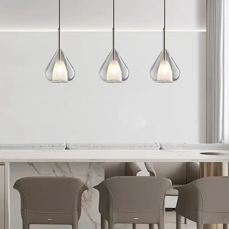 Современные светодиодные стеклянные подвесные светильники, роскошная хрустальная люстра для кухни, гостиной, спальни, элегантная лампа рядом с освещением