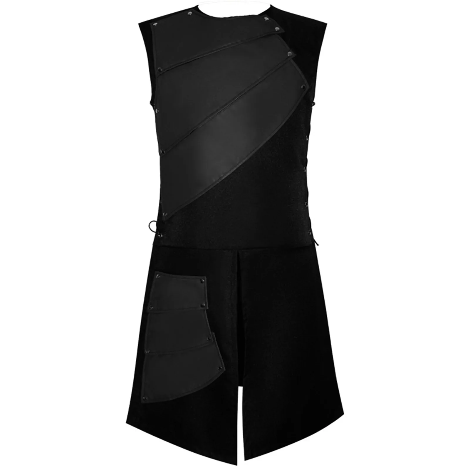 Chaleco victoriano medieval renacentista medio largo unisex para hombre, traje de escenario dividido para fiesta de Halloween