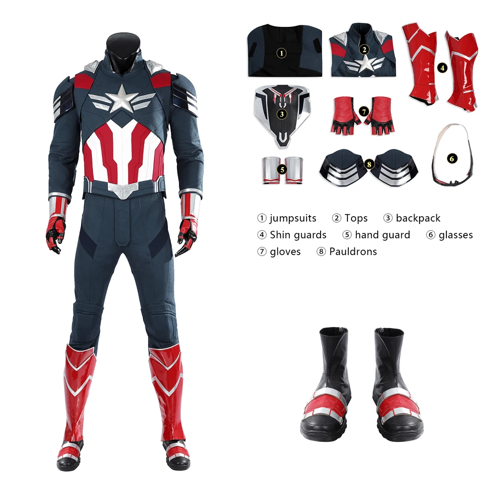 2025 High Quality Movie Captain 4 Samuel Steven Cosplay Costumes Brave New World Halloween Ball Comic Con Production Costume Top