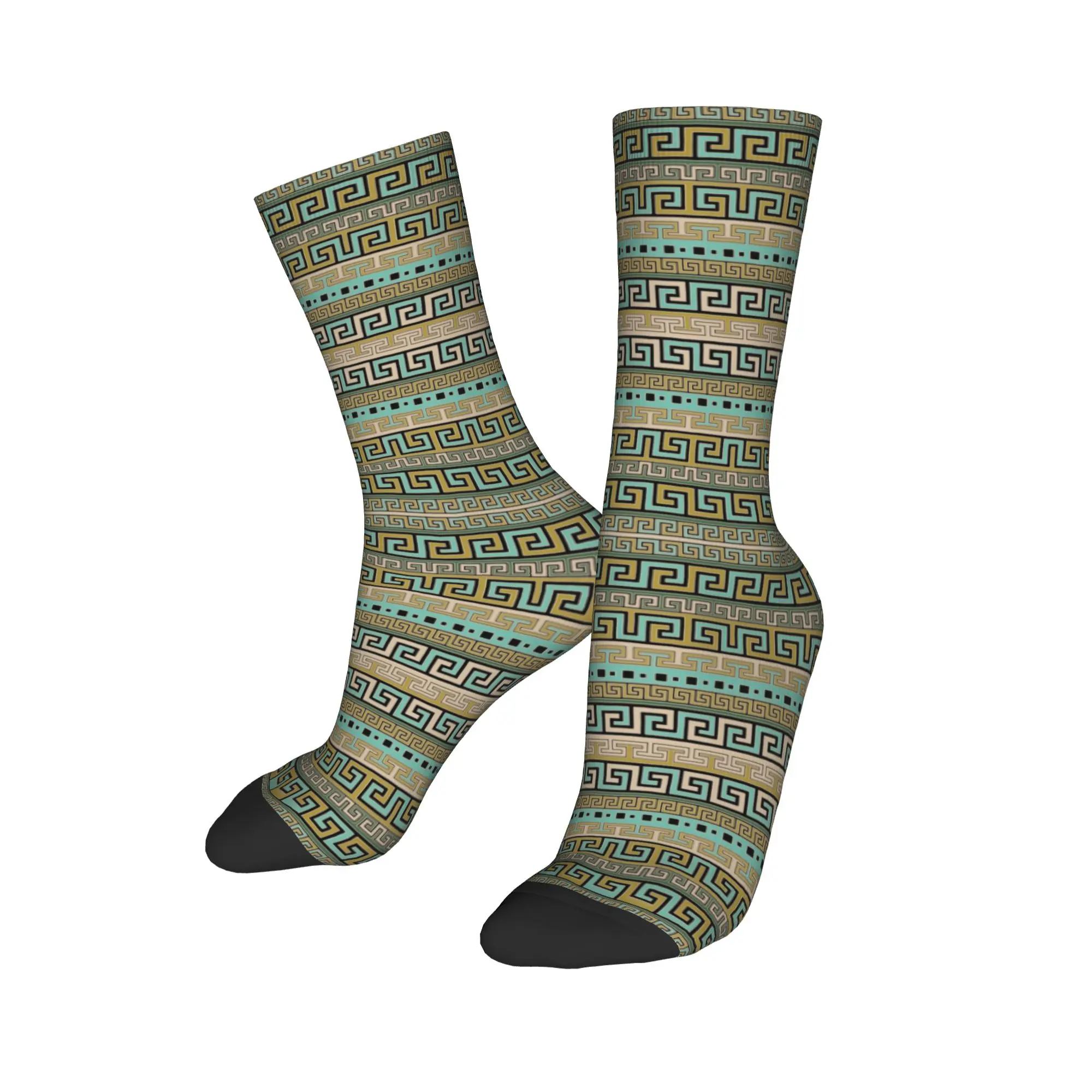 

Custom Cute Printing Meander Pattern Greek Meander Key Ornament Socks for Men Women Stretchy Summer Autumn Winter Crew Socks
