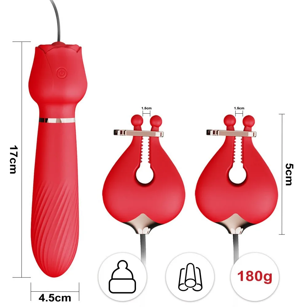 Rose Vibrator Sex Toys para Casais, Braçadeiras Mamárias, Estimulador Clitoriano e Vaginal, Massageador Orgasmo, Vibradores Adultos, Ponto G