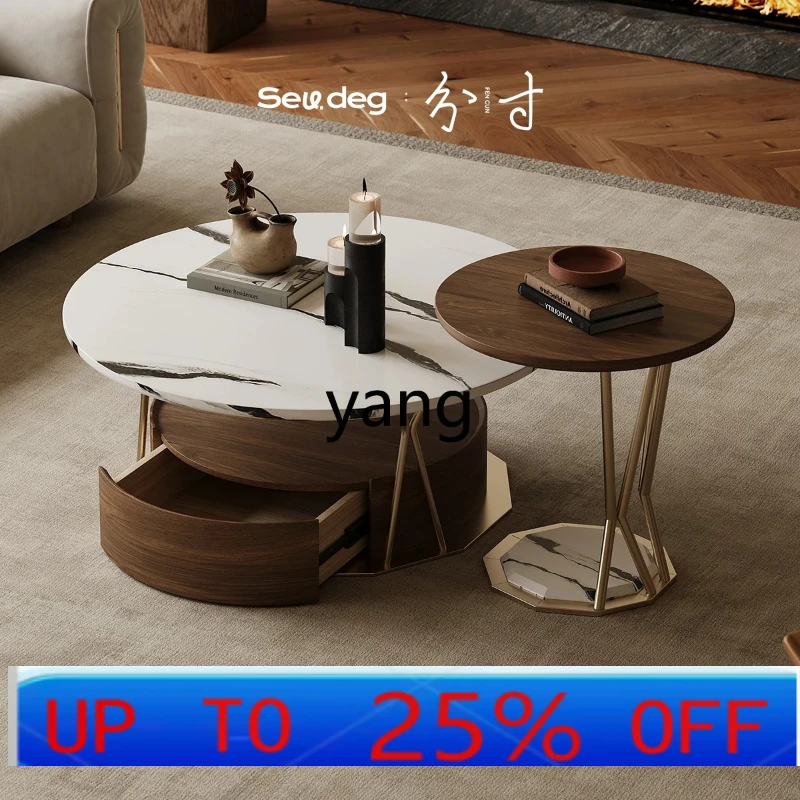 

LH antique marble round coffee table living room minimalist designer light luxury high sense