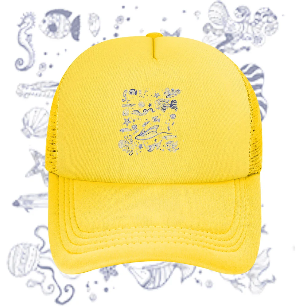 Ocean animals sea stars shells fish octopus Baseball Cap Anime Graphic Hats Adult Men Women Sports Outdoor