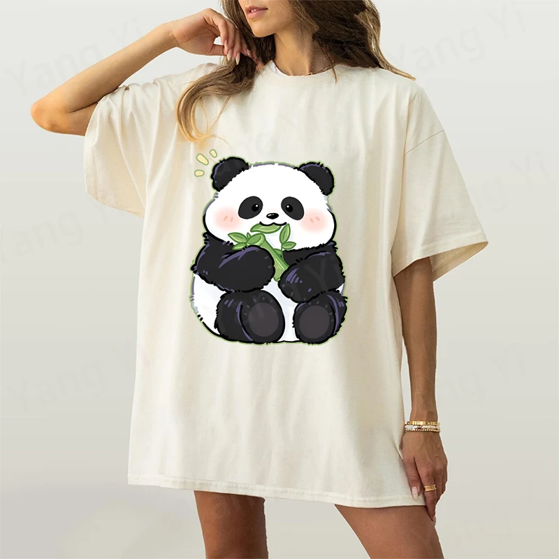 Funny Cartoon Chinese Style Panda Printed Shirt Men Women Casual Personality T-shirt Unisex Summer Cute Cute Pattern Cotton Top
