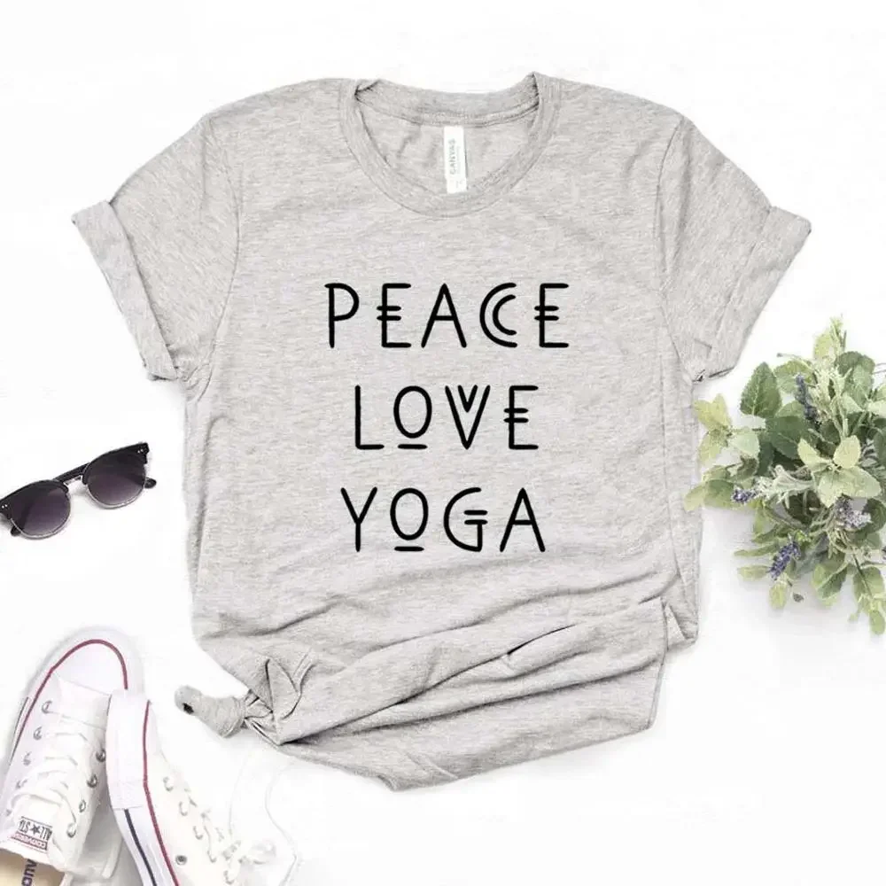 Newest peace love yoga Print Women Tshirts Casual Funny t Shirt For Lady Yong Girl Top Tee graphic t shirts women 2024 Cotton