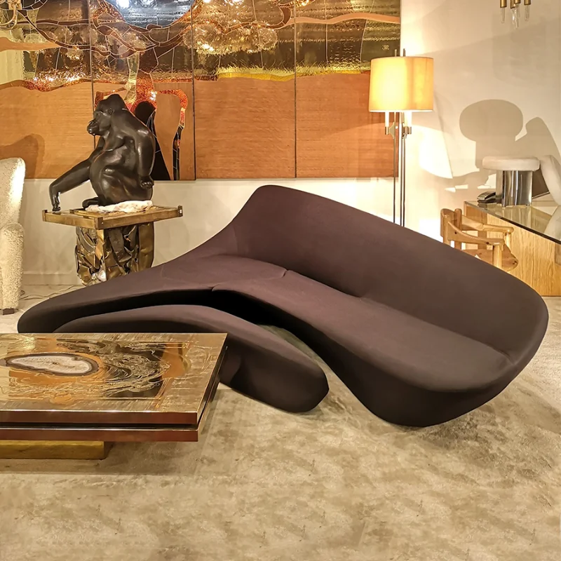 

Italian special-shaped L fiberglass 7-character Zaha moon sofa