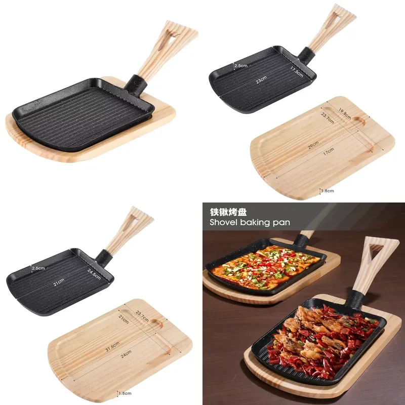 Cast Iron Spatula Shaped Pan for Kitchen BBQ Cooking Non Stick Frying Skillet Heat Resistant Cookware