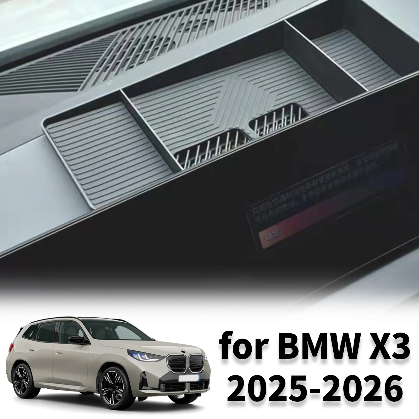 

for 2025 2026 BMW X3 G45 Car armrest box storage box Accessories Storage box behind the screen Flannel ABS