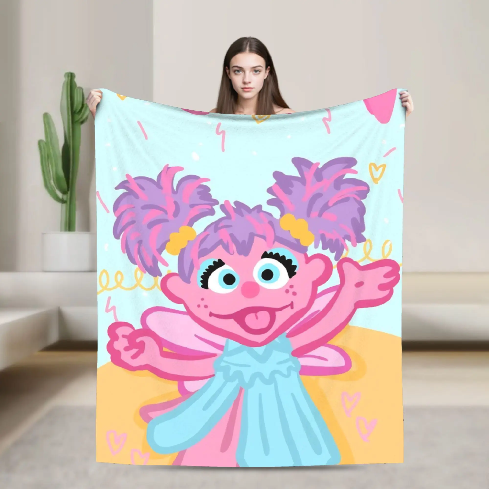 Sesames Streets Blanket Cover Velvet Abby Cadabby Soft Throw Blanket for Home Couch Bedroom Quilt