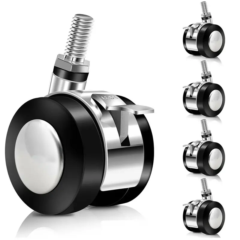 B69C 5 Pcs Office Chair Wheels Replacement Dual 1.5 Inch Soft Chair Casters For Hardwood Floors & Carpet