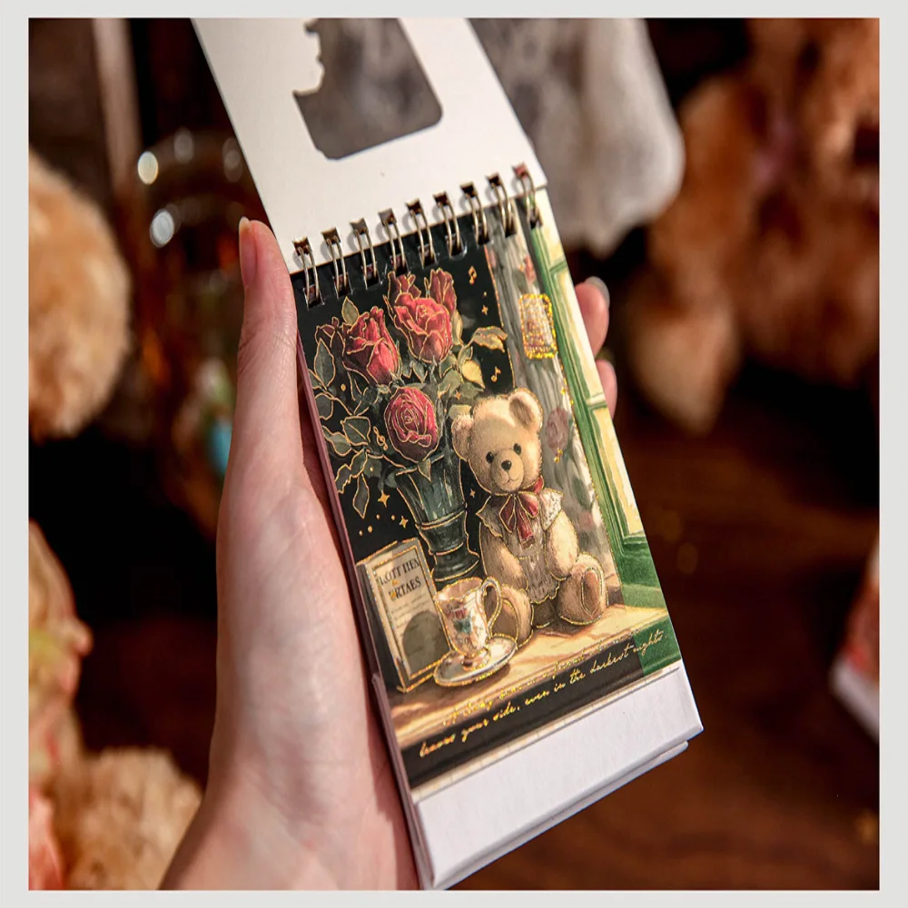 Kalendarz Mini Cartoon Bear na rok 2026, mały kalendarz biurkowy, kreatywny kalendarz spiralny, planer, dekoracja na biurko, ozdoba, artykuły biurowe.