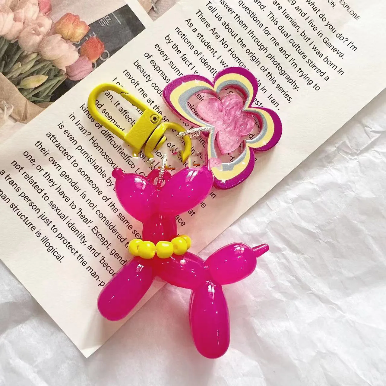 Kawaii Balloon Dog Keychain Models for Girls Sweet Ins Style Balloon Dog Phone Chain Key Buckle Accessories Bag Pendant Toys New