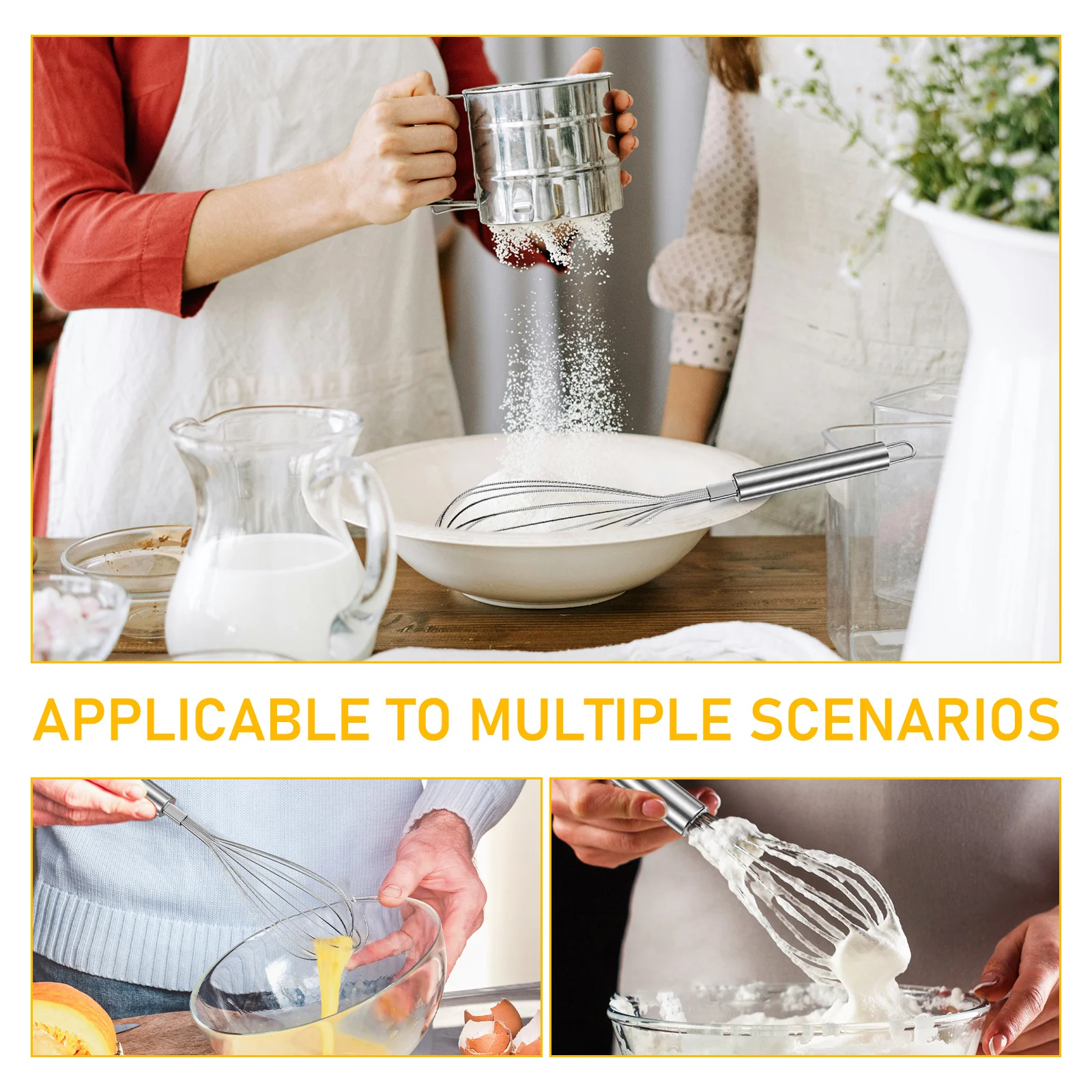 

Stainless Steel Whisk 304 Heavy Duty Balloon Wire Whisk for Egg Mixing Batter Cooking Kitchen Tools Non Rusty Dishwasher Safe