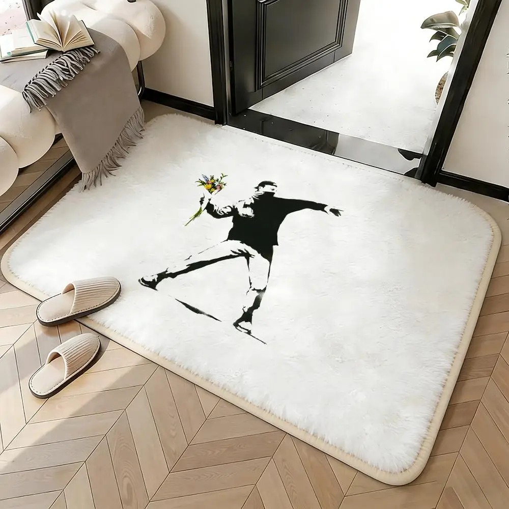 Soft Absorbent Non-Slip Rug Artist Banksy Floor Mat Home Decor Doormat Bedroom Floor Mat Shower Carpet
