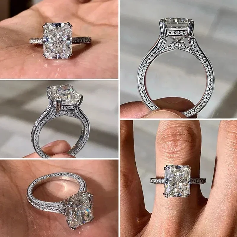 Huitan Geometrische Kristall Zirkonia Ringe für Frauen Hochzeit Engagement Band Zubehör Klassische Ewigkeit Schmuck Drop Schiff