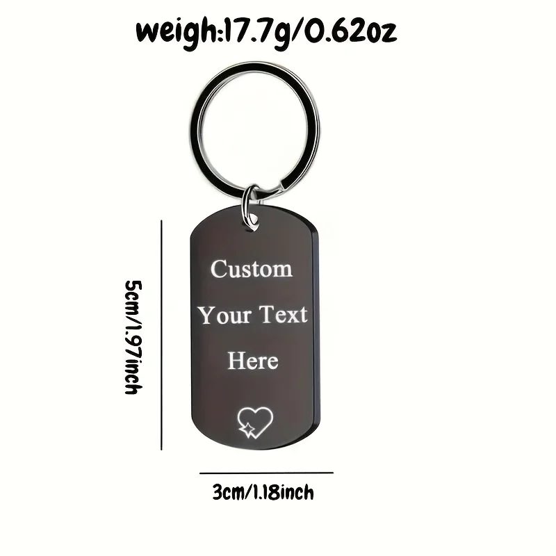 Custom Photo/Text Engraved Keychain - Personalized Dog Tag Style Keychain for Men, Boyfriend, Dad - Durable Metal Gift for Father's Day, Holidays, and Special Occasions, Dog Pendant Keychain