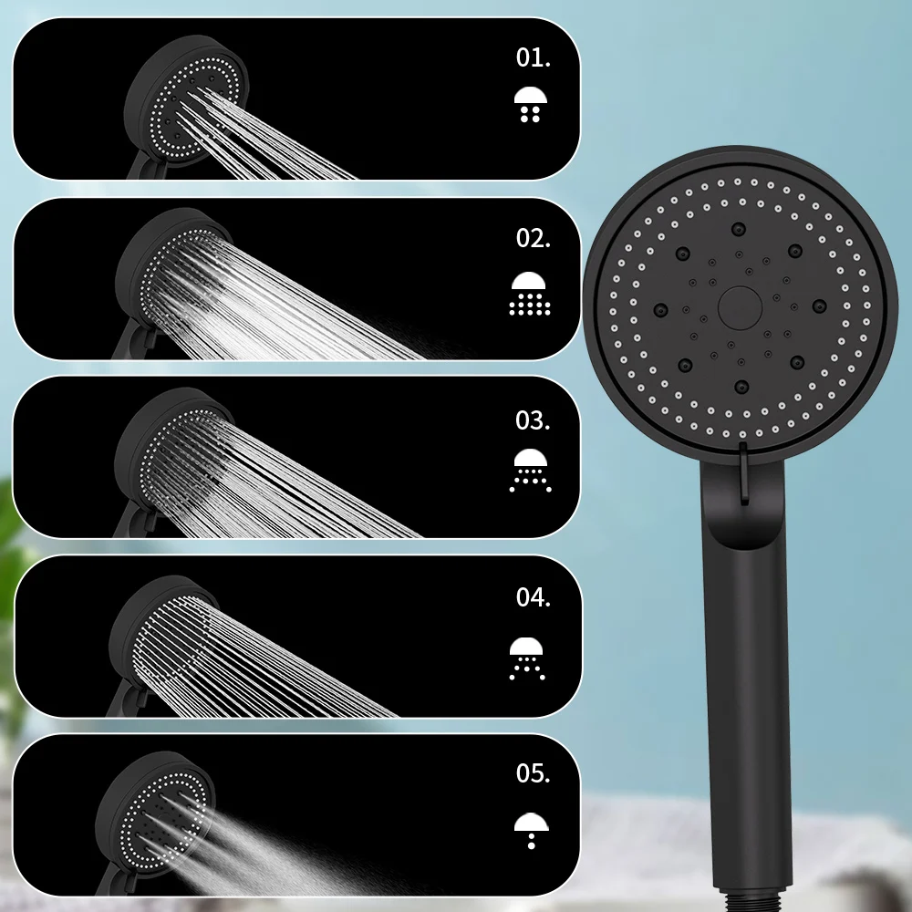 

5-режимная насадка для душа с повышением давления, многофункциональная регулируемая большая водная насадка для душа, массажный аксессуар для ванной комнаты