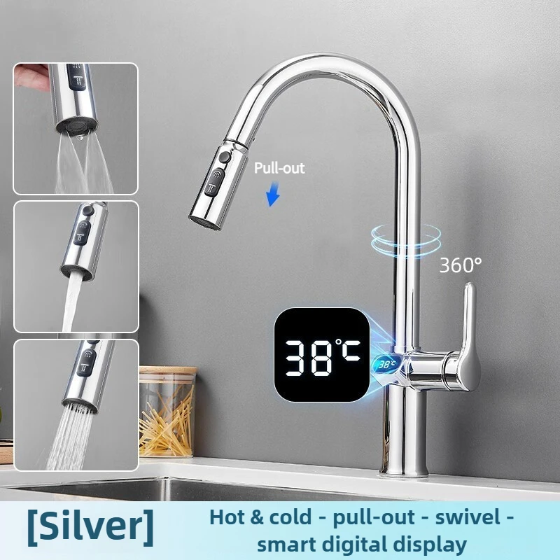 

Kitchen Faucet Temperature Faucet Kitchen Pull Out Kitchen Sink Faucet Digital Display Function Rotatable Taps
