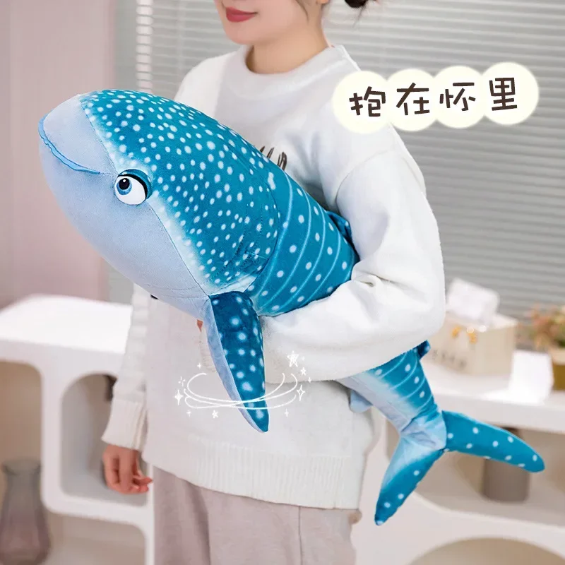 75cm Cartoon Blue Shark White Whale Plushies Doll Simulation Sea Animals Long Fish Pillow Soft Stuffed Toys for Kids Gifts Decor