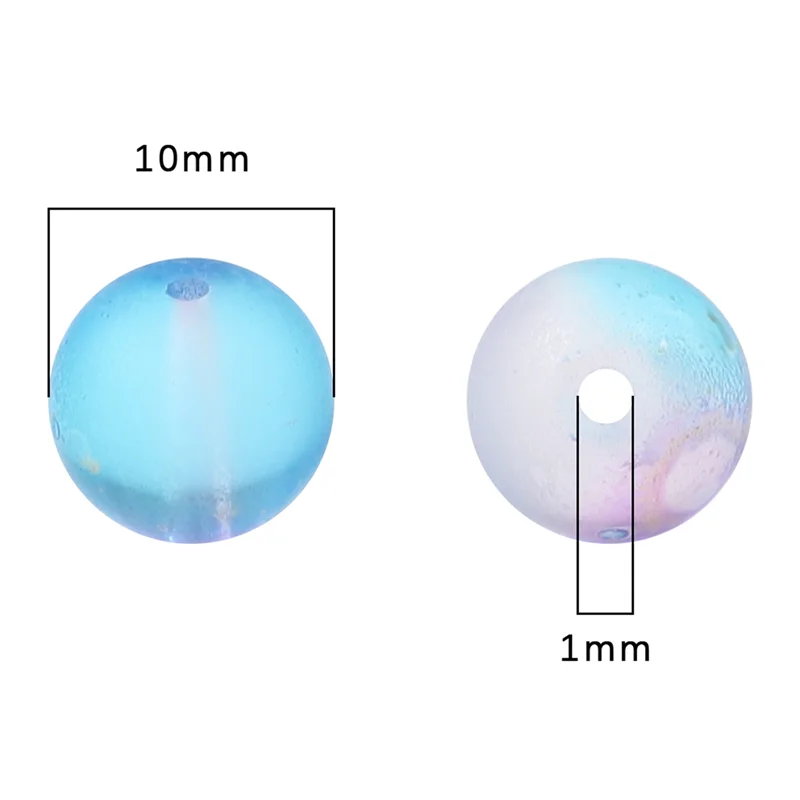 

10pcs Colorful Frosted Glass Beads 10mm Round Spacer Bead for Earring Bracelet Necklace Keychain DIY Jewelry Making Accessories