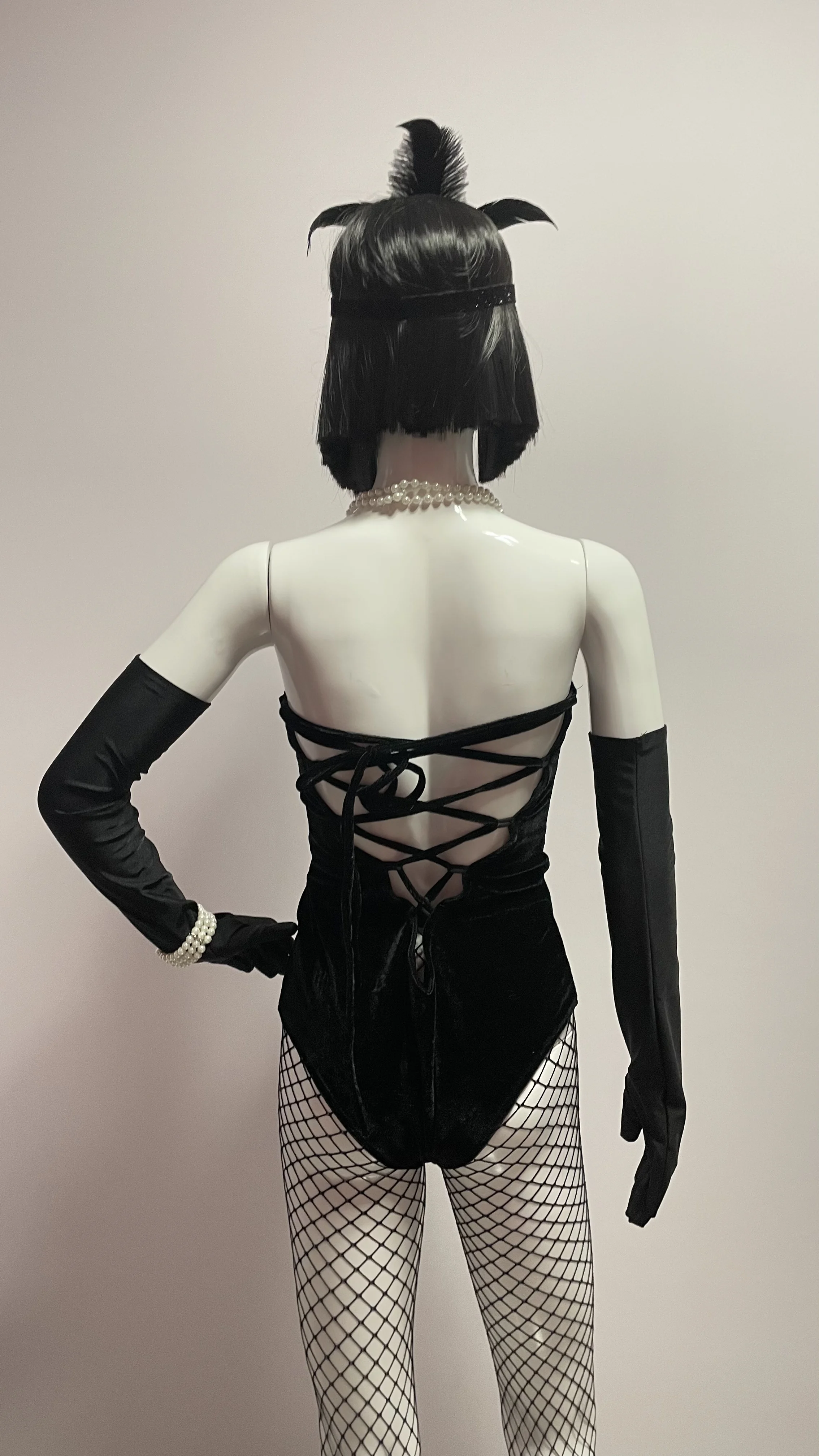 Nightclub Retro Gogo Dance Stage Costume Velvet Bodysuit Rave Outfit Leader Dancer Performance Clothes Pole Dancewear