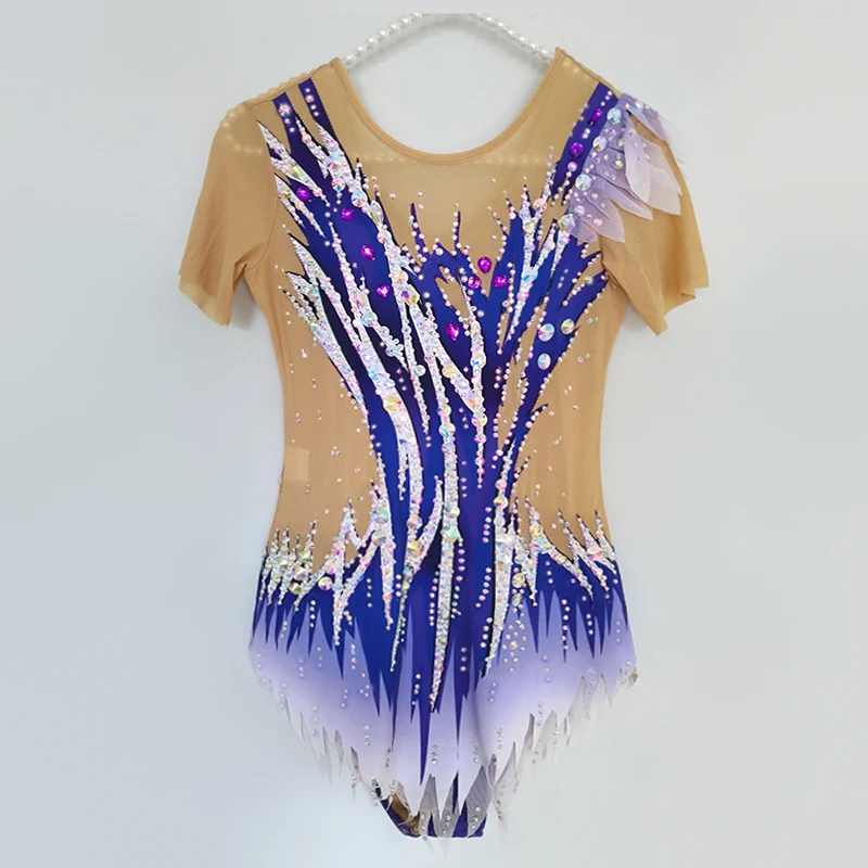 LIUHUO Women Girls Purple Competition Dance Costumes Teens Rhythmic Gymnastic Leotards Dancewear Wholesale BD1099