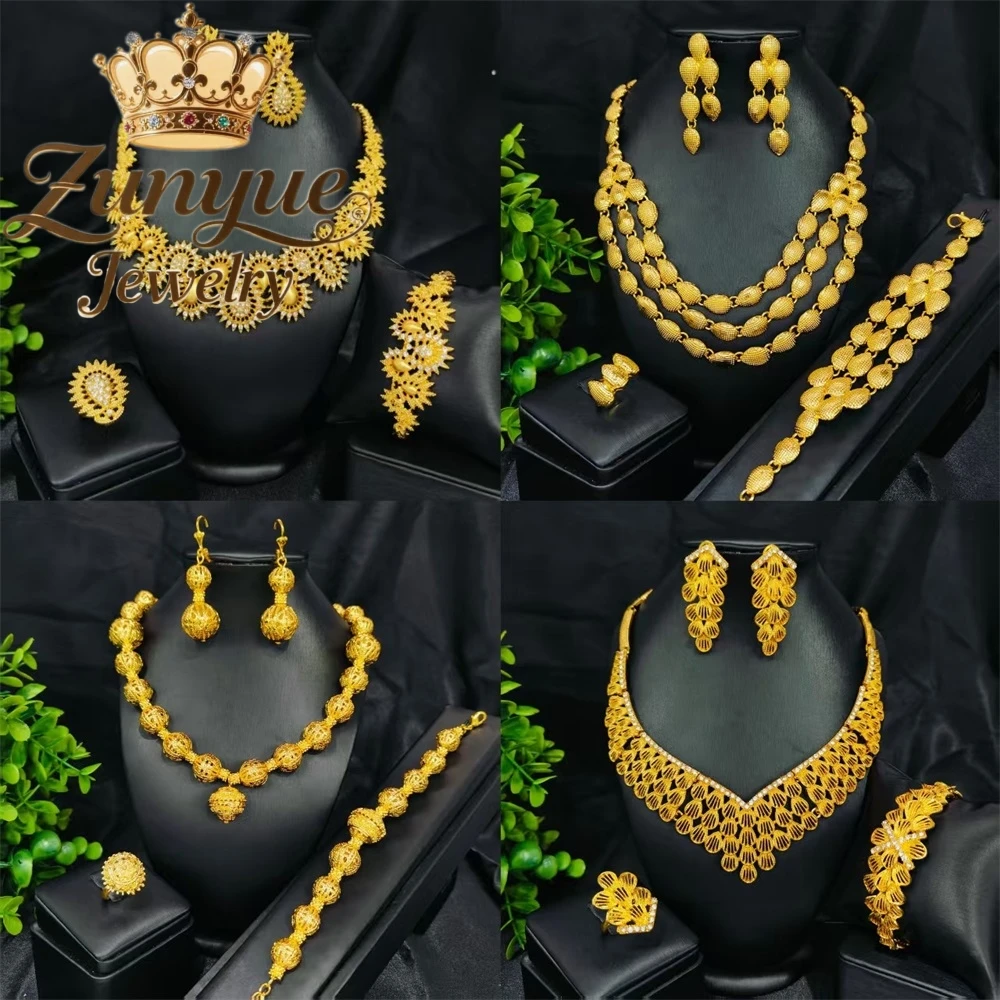 High-End Sand Gold Jewelry Set Luxury Quality Jewelry Handicraft Best Selling Fashion Jewelry Exquisite Elegant Charms Popular