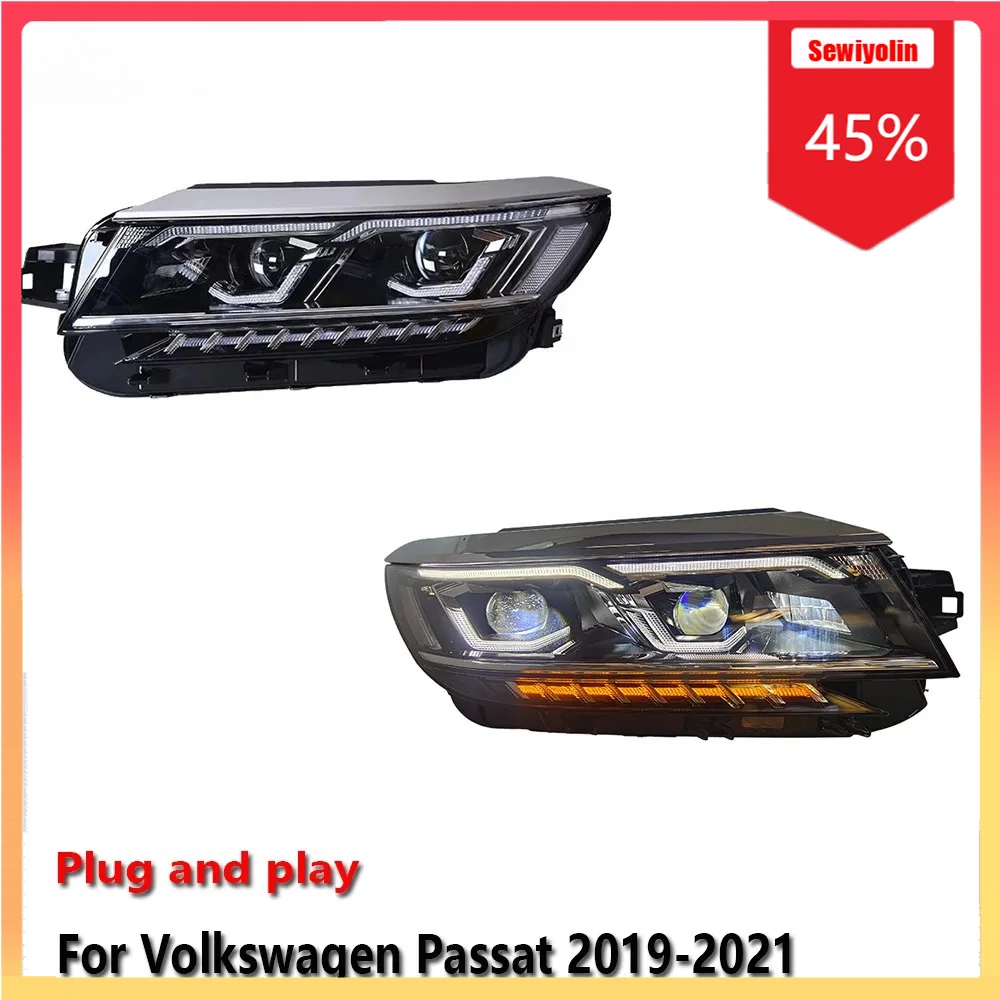 

Sewiyolin автомобильные светодиодные фары автомобильные детали для Volkswagen Passat 2019-2021 противотуманные DRL тормозные указатели поворота Plug and Play