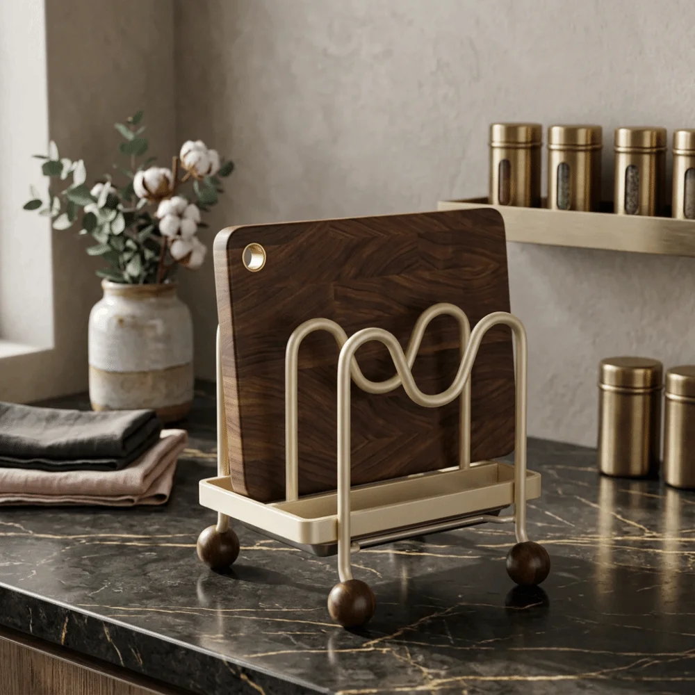 Vintage-Style Cutting Board Storage Rack Space Saving Multi-Layer Chopping Board Organizer Vertical Breathable Pot Lid Rack